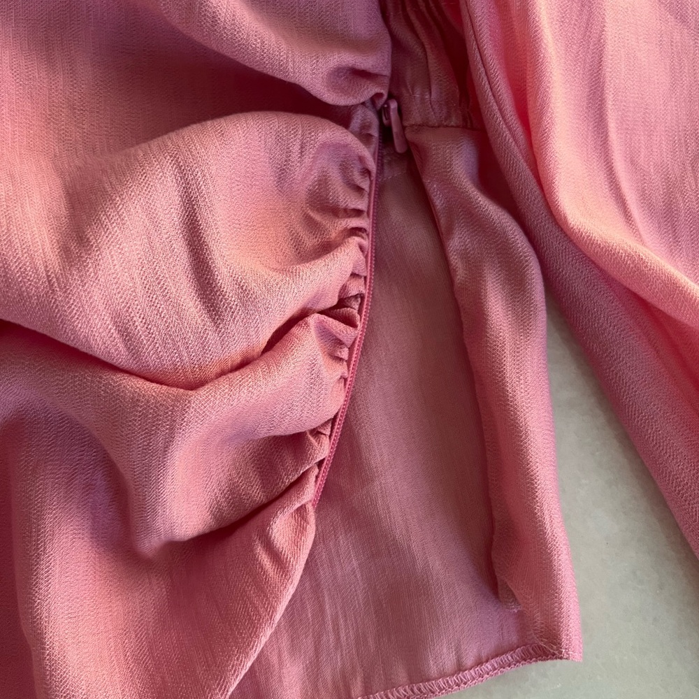 TOPSHOP Off the Shoulder Pink Long Sleeve Ruched Blouse Flirty Girly Top Blouse - Picture 12 of 12
